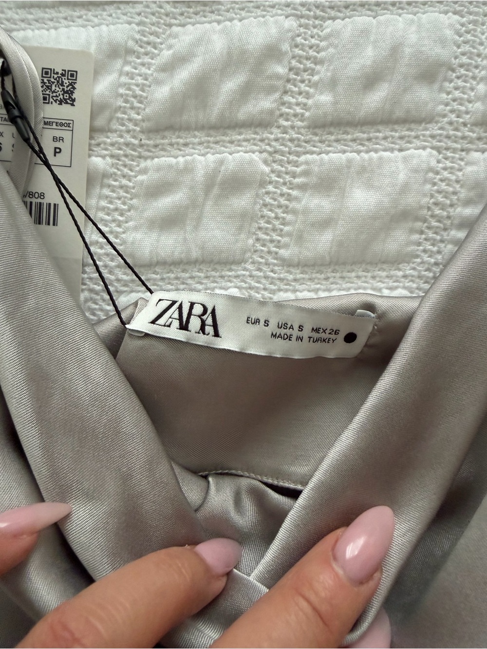 NWT Zara Silver Satin Cowl Midi Slip Dress - Picture 3 of 4
